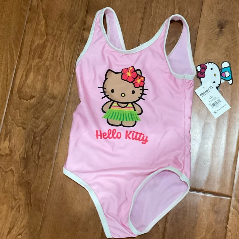 NWT Size Medium 7-8 Hello Kitty Pink One Piece Swimsuit for Kids